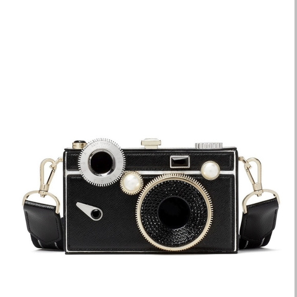 Kate Spade Novelty Clic 3D Camera Bag Metallic Leather Clutch Crossbody - Picture 14 of 15